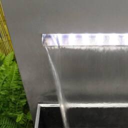 Primrose Stainless Steel Planter Water Feature with Lights Outdoor Garden 89cm in Silver - thumbnail 7