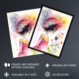 "Artery8 Wall Art Print The In The Flower Meadow Watercolour Girls Bedroom Artwork Poster - Size: W24"" x H32""" - thumbnail 2