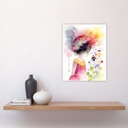 "Artery8 Wall Art Print The In The Flower Meadow Watercolour Girls Bedroom Artwork Poster - Size: W24"" x H32""" - thumbnail 4