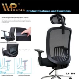 JFY Executive Reclining Office Chair with Breathable Mesh Design in Black - thumbnail 5