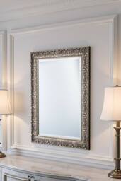 Yearn Mirrors Carved Framed Bevelled Mirror Silver 92.5x67cm - Size: 92.5x67 cm - thumbnail 1