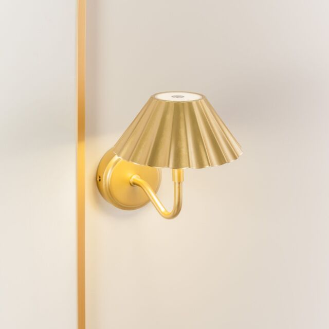 ValueLights Avery Set of 2 Rechargeable Easy Fit Wall Light Fittings in Gold - image 1