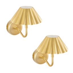 ValueLights Avery Set of 2 Rechargeable Easy Fit Wall Light Fittings in Gold - thumbnail 2