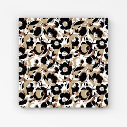 "Warren Reed - Designer Modern Flower Pattern Canvas in Brown - Size: W16"" x H16""" - thumbnail 1
