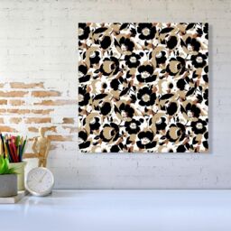 "Warren Reed - Designer Modern Flower Pattern Canvas in Brown - Size: W16"" x H16""" - thumbnail 2