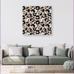 "Warren Reed - Designer Modern Flower Pattern Canvas in Brown - Size: W16"" x H16""" - thumbnail 4