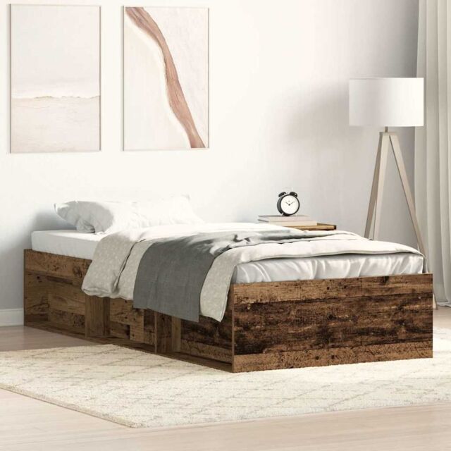 Berkfield Home Bed Frame without Mattress Old Wood 100x200cm Engineered Wood in Brown - Size: 100x200 cm - image 1