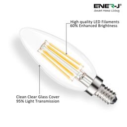 ENER-J Women's LED Candle Light Bulbs 4W E14 Base, Warm White 2700K (Pack of 10pcs) in Camel - Size: 25 cm diameter x 19 cm high - thumbnail 4