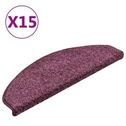 Berkfield Home Carpet Stair Treads 15 pcs Dark Purple 65x21x4 cm - Size: Medium - thumbnail 1
