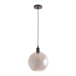ValueLights Bellamy Smoked Glass Globe Matte Black Single Ceiling Pendant Light with Bulb in Grey - thumbnail 2