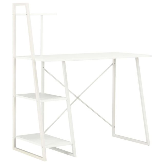 Berkfield Home Desk with Shelving Unit White 102x50x117 cm - Size: 102 x 50 x 117 cm - image 1