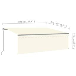 Berkfield Home Manual Retractable Awning with Blind&LED 4x3m Cream - thumbnail 7
