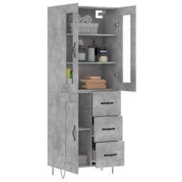 Berkfield Home Highboard Concrete Grey 69.5x34x180 cm Engineered Wood - thumbnail 1
