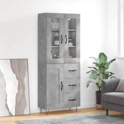Berkfield Home Highboard Concrete Grey 69.5x34x180 cm Engineered Wood - thumbnail 2