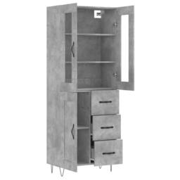 Berkfield Home Highboard Concrete Grey 69.5x34x180 cm Engineered Wood - thumbnail 4