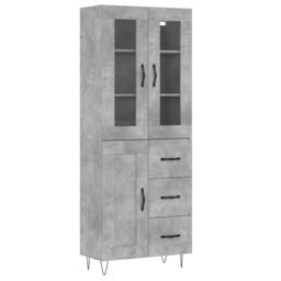 Berkfield Home Highboard Concrete Grey 69.5x34x180 cm Engineered Wood - thumbnail 3