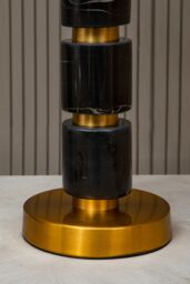 Orsina Grey Fabric Shade Table Lamp, Gold Finish Metal Stem With Marble Accents, Contemporary Lighting - thumbnail 3