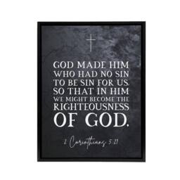 "Artery8 Corinthians 5 21 No Sin Bible Quote Framed Canvas Wall Art Print in Grey - Size: W12"" x H16""" - thumbnail 1