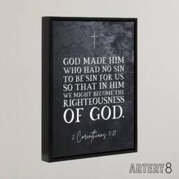 "Artery8 Corinthians 5 21 No Sin Bible Quote Framed Canvas Wall Art Print in Grey - Size: W12"" x H16""" - thumbnail 2
