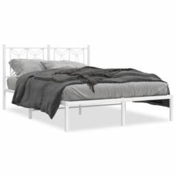 Berkfield Home Metal Bed Frame without Mattress with Headboard White 140x190cm - Size: 140x190 cm - thumbnail 3