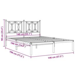 Berkfield Home Metal Bed Frame without Mattress with Headboard White 140x190cm - Size: 140x190 cm - thumbnail 8