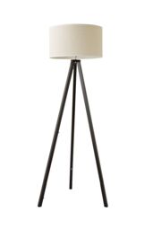 ValueLights Barbro Black Wood Tripod Floor Lamp & Natural Linen Trim Shade in White - thumbnail 6