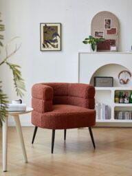 Nordlys Scandinavian Design Metal Leg Lounge Chair in Red - thumbnail 3