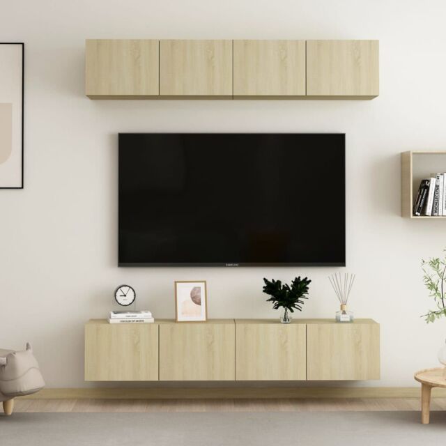 Berkfield Home TV Cabinets 4 pcs Sonoma Oak 80x30x30 cm Engineered Wood in Brown - Size: 80 x 30 x 30 cm - image 1