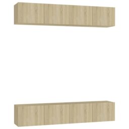 Berkfield Home TV Cabinets 4 pcs Sonoma Oak 80x30x30 cm Engineered Wood in Brown - Size: 80 x 30 x 30 cm - thumbnail 2