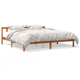 Berkfield Home Bed Frame without Mattress Wax Brown 180x200 cm Super King Solid Wood Pine - thumbnail 2