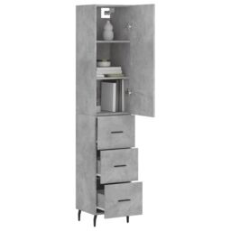 Berkfield Home Highboard Concrete Grey 34.5x34x180 cm Engineered Wood - thumbnail 3