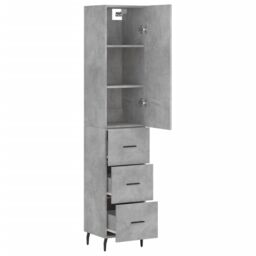 Berkfield Home Highboard Concrete Grey 34.5x34x180 cm Engineered Wood - thumbnail 4