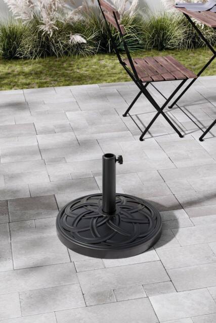 Garden Sanctuary Concrete-Filled Round-Shaped Garden Parasol Stand in Black - image 1