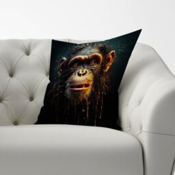 Warren Reed - Designer Splashart Monkey Face Cushions in Black - Size: 60 cm x 60 cm - thumbnail 2