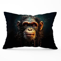 Warren Reed - Designer Splashart Monkey Face Cushions in Black - Size: 60 cm x 60 cm - thumbnail 1