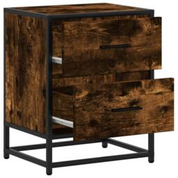 Berkfield Home Decorative Bedside Cabinets 2 pcs Smoked Oak 40x31x50 cm Engineer in Brown - Size: 40 x 31 x 50 cm - thumbnail 9