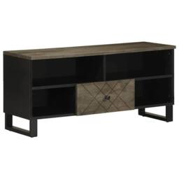 Berkfield Home TV Cabinet Black 100x33x46 cm Solid Wood Mango - Size: 100 x 33 x 46 cm - thumbnail 2