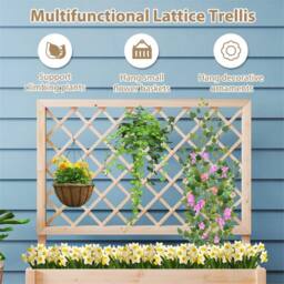 Nordara Wooden Elevated Planter Box Raised Garden Bed w/ Lattice Trellis in Beige - Size: 400 cm x 600 cm - thumbnail 4