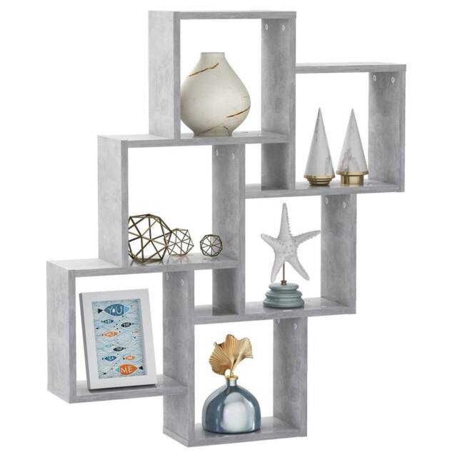 Berkfield Home Wall Cube Shelf Concrete Grey 78x15x93 cm Engineered Wood - Size: 78 x 15 x 93 cm - image 1