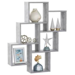 Berkfield Home Wall Cube Shelf Concrete Grey 78x15x93 cm Engineered Wood - Size: 78 x 15 x 93 cm - thumbnail 1