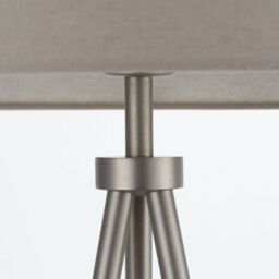 Loops Sleek Tripod Floor Lamp Matt Nickel E27 Free Standing Lounge Light & Grey Shade in Metallics - thumbnail 4
