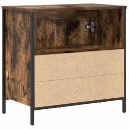 Berkfield Home Bathroom Basin Cabinet Smoked Oak 60x34.5x60 cm in Brown - thumbnail 8