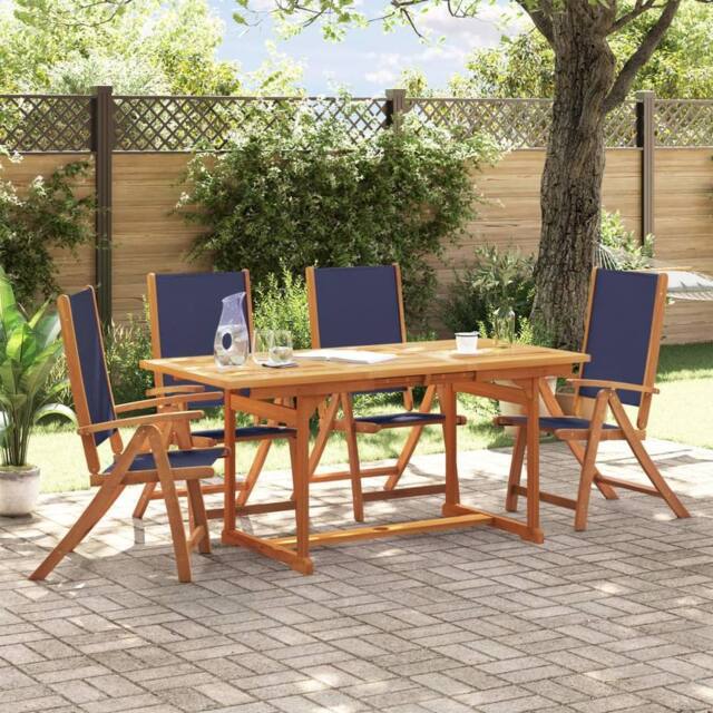 Berkfield Home 5 Piece Garden Dining Set Solid Wood Acacia & Textilene in Brown - image 1