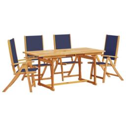 Berkfield Home 5 Piece Garden Dining Set Solid Wood Acacia & Textilene in Brown - thumbnail 2