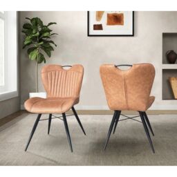 Jaipur Furniture Ltd Dining Fabric Chair with Metal Legs (Set of 2) - Tan/Black - Assembly Required in Brown - thumbnail 4