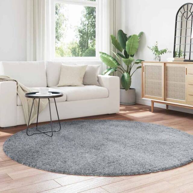 Berkfield Home Shaggy Rug High Pile NAVARRA Light Grey 200x200 cm Polyester - Size: Medium - image 1