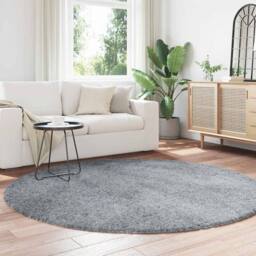Berkfield Home Shaggy Rug High Pile NAVARRA Light Grey 200x200 cm Polyester - Size: Medium - thumbnail 1