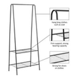 Havendro Dress Coat Rail Hanging Storage Stand 2 Tier Black - thumbnail 3