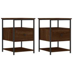 Berkfield Home Durable Bedside Cabinets 2 pcs Brown Oak 40x42x56 cm Engineered Wood - Size: 40 x 42 x 56 cm - thumbnail 3