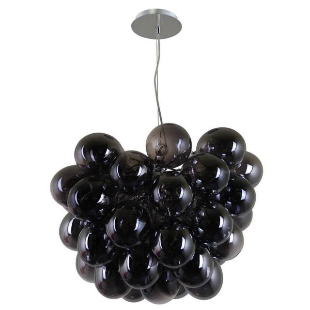 Netlighting Modern Hanging Pendant Chrome 8 Light with Smoky Shade G9 in Grey - image 1